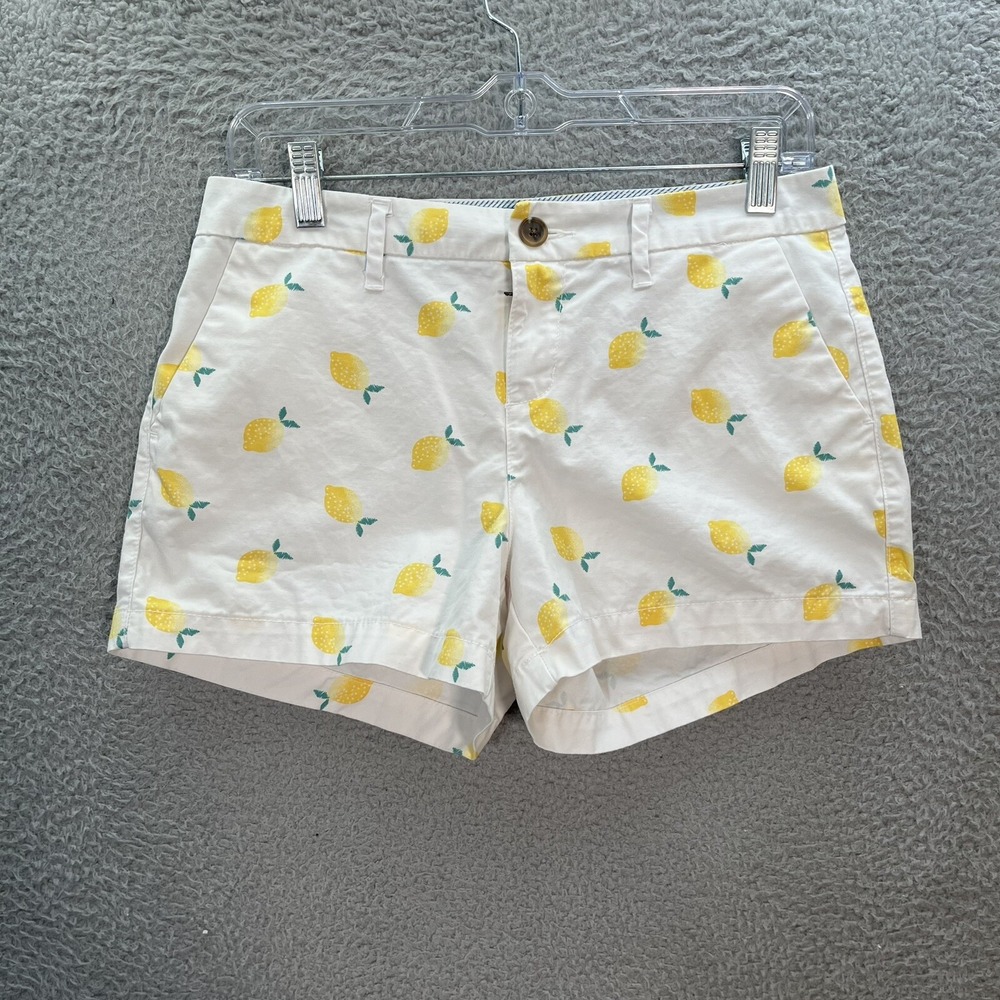 Old Navy Shorts Womens 2 White Yellow Lemons Everyday Short Mid Rise Preppy